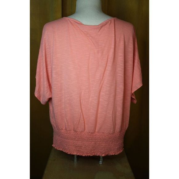 CATO Women XL Peach Off the Shoulder Short Sleeve Stretchy Bottom Blouse - Picture 3 of 12